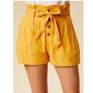 American Eagle Yellow Paperbag Lined High Waist Shorts Size XS